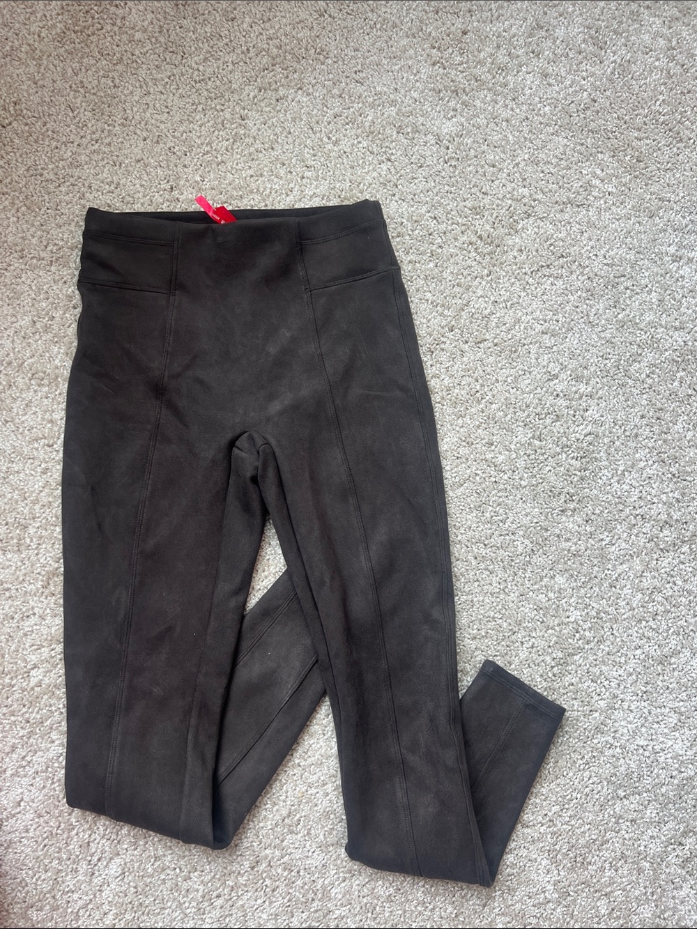 SPANX Brown Faux Suede High-Waist Sculpting Leggings